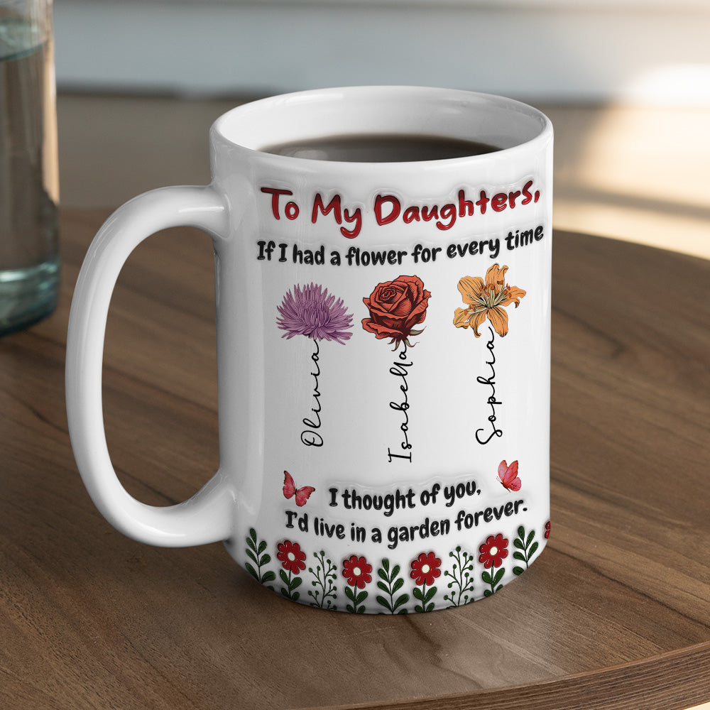 Life Is Sweeter With Daughters - Personalized Custom 3D Inflated Effect Mug