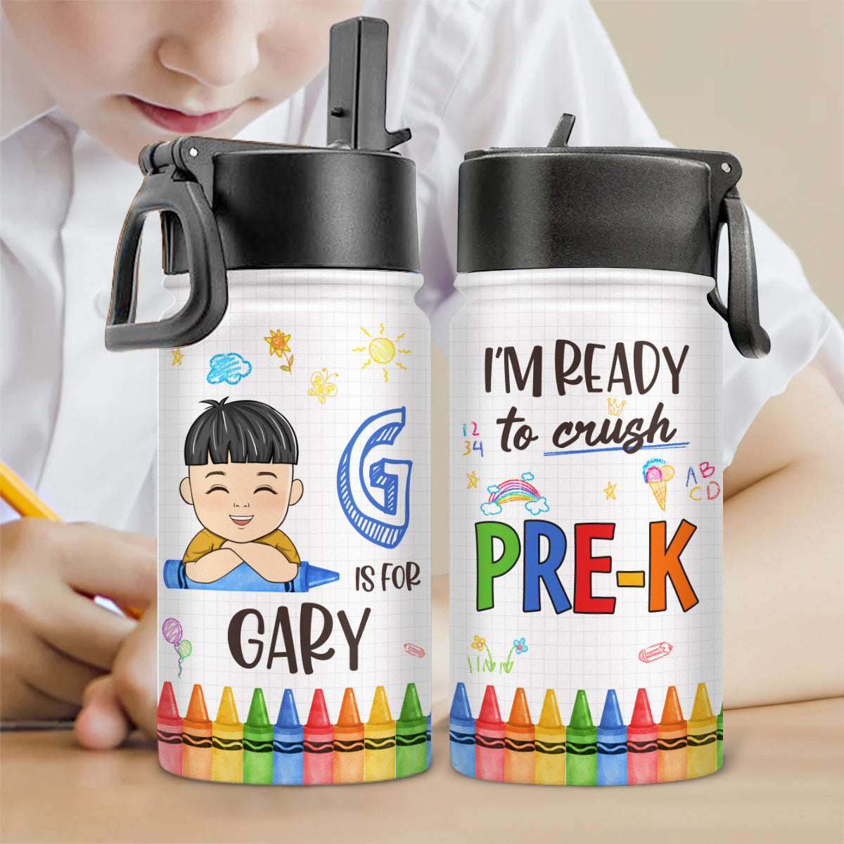 I Am Ready To Crush School - Personalized Custom Kids Water Bottle