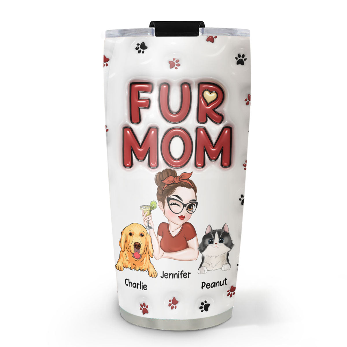 Lovely Fur Mom - Personalized Custom 3D Inflated Effect Tumbler
