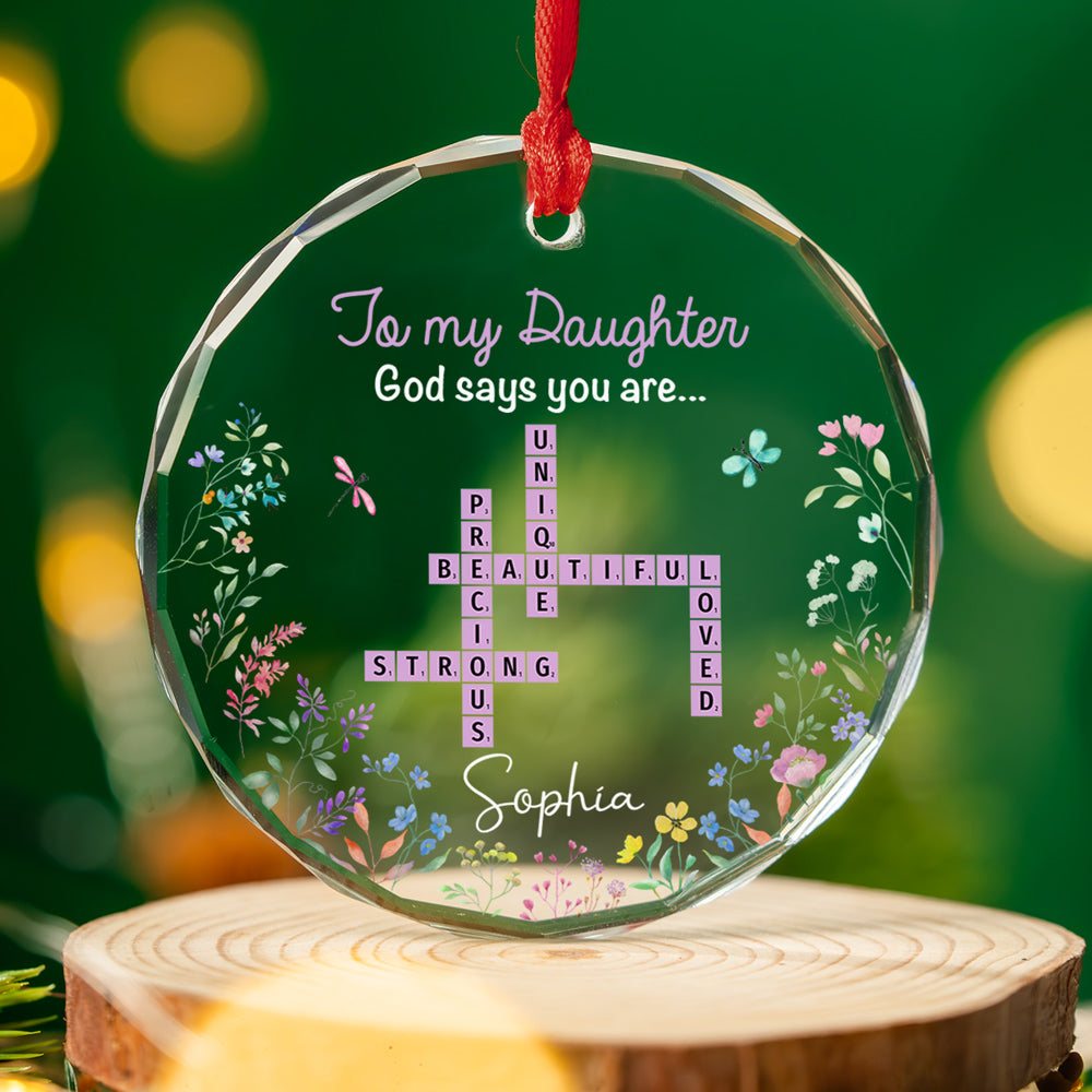 God Says You Are - Personalized Custom Glass Ornament
