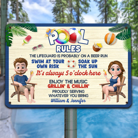 Pool Rules - Personalized Custom Metal Sign