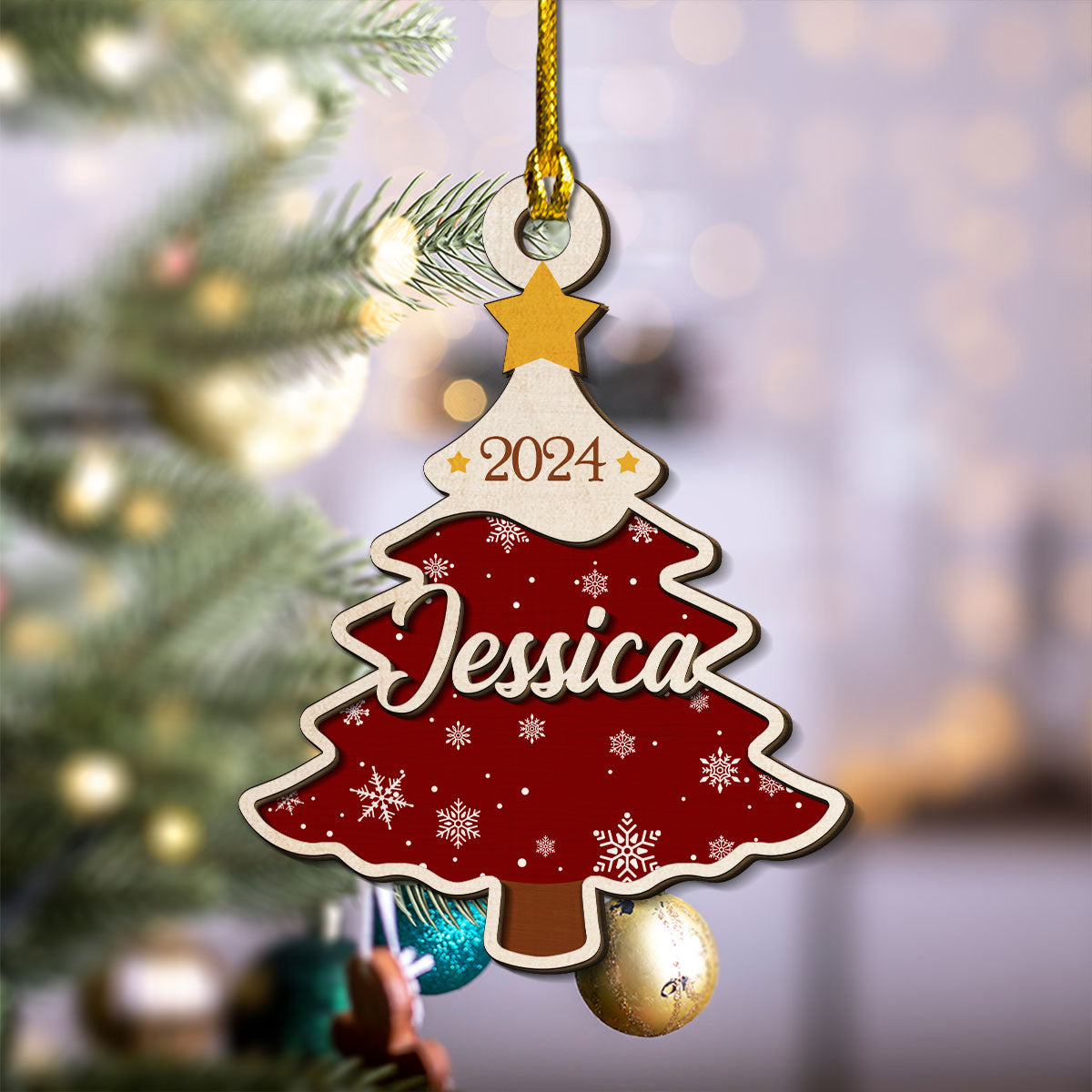 Christmas Name - Personalized Custom 2-Layered Wood Ornament