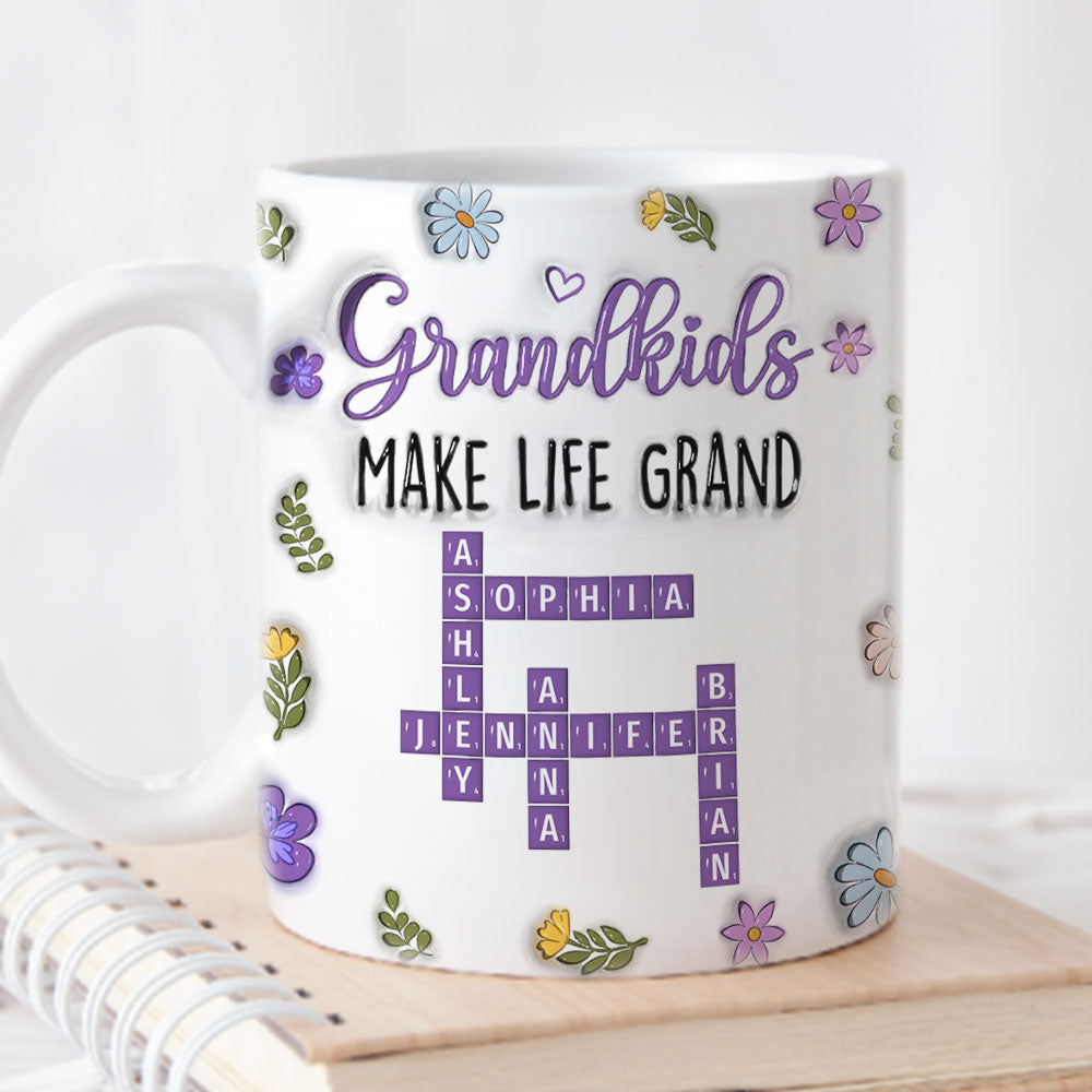 Grandkids Make Life Grand Crossword Puzzle - Personalized Custom 3D Inflated Effect Mug