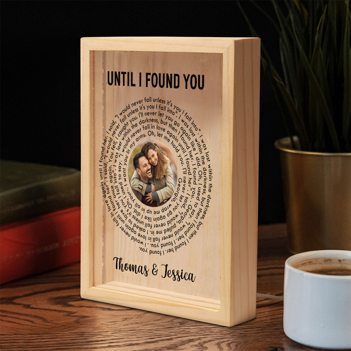 Custom Couple Photo And Favorite Spiral Song Lyrics - Personalized Frame Light Box