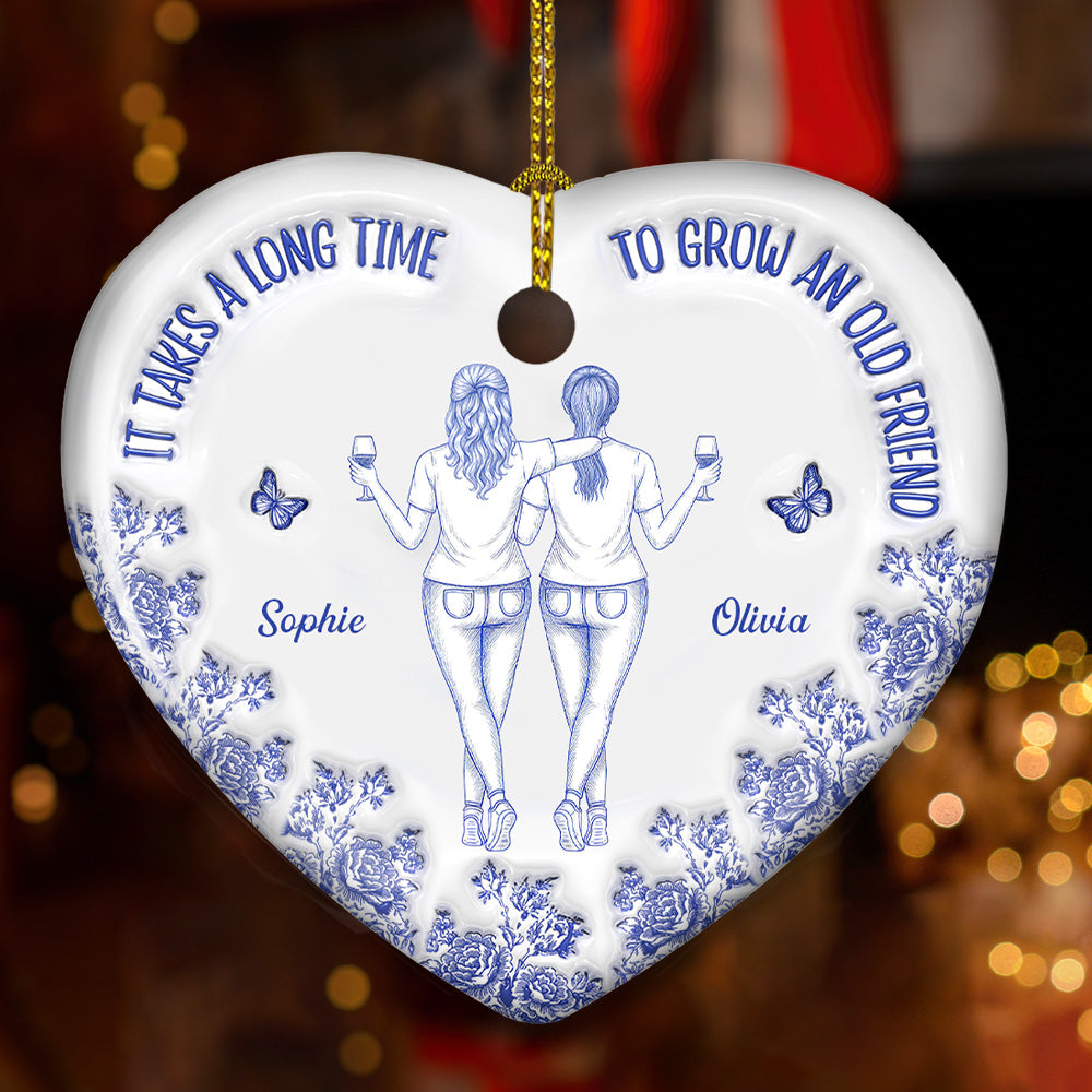 Old Friends Grow Together - Personalized Custom 3D Inflated Effect Ceramic Ornament