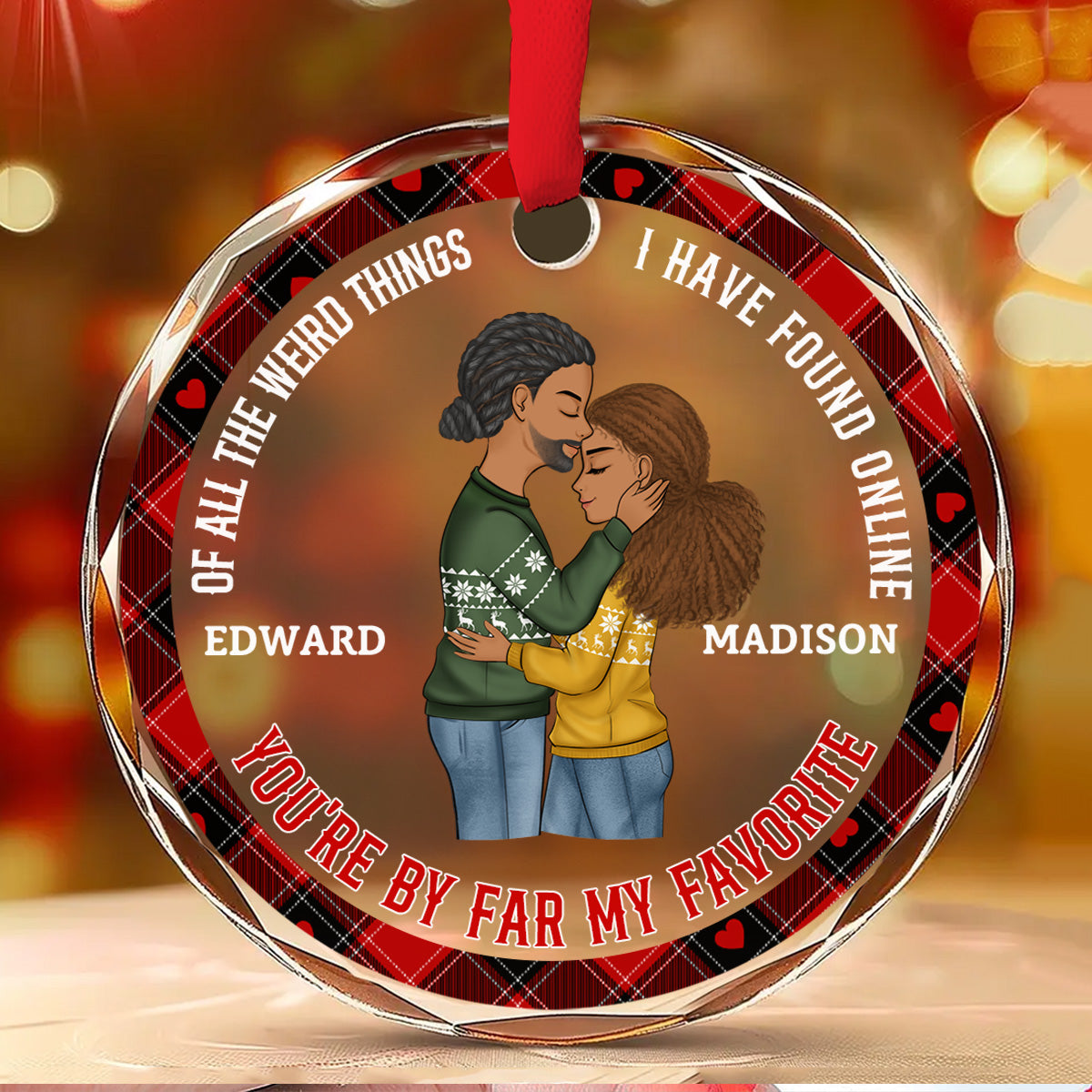 Couple You Are My Favorite By Far - Personalized Custom Glass Ornament
