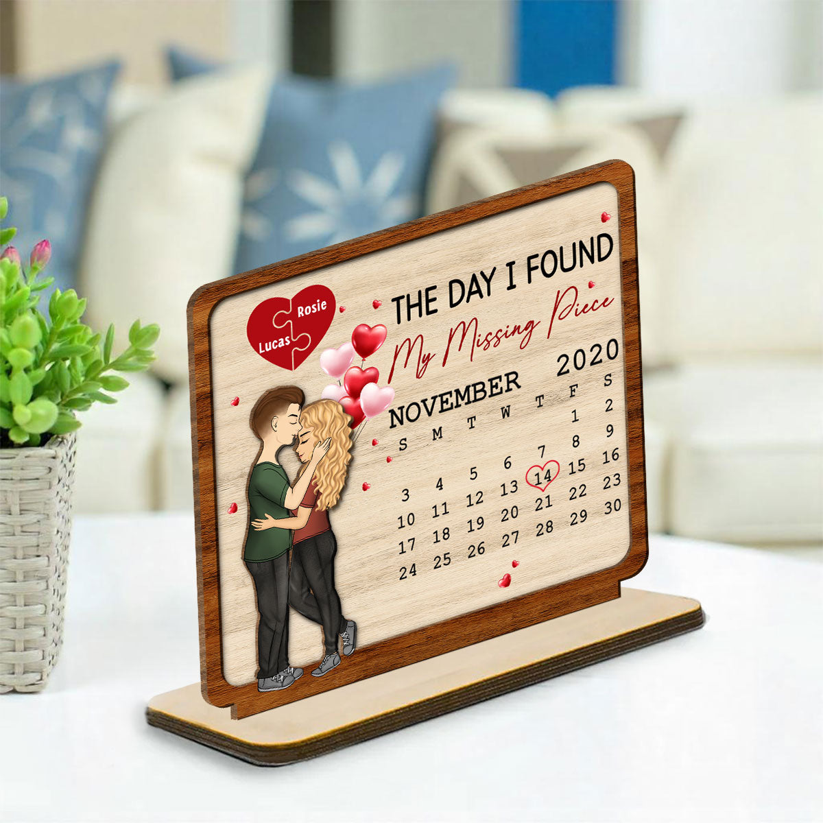 My Missing Piece - Personalized Custom 2-Layer Wood Plaque With Flat Base