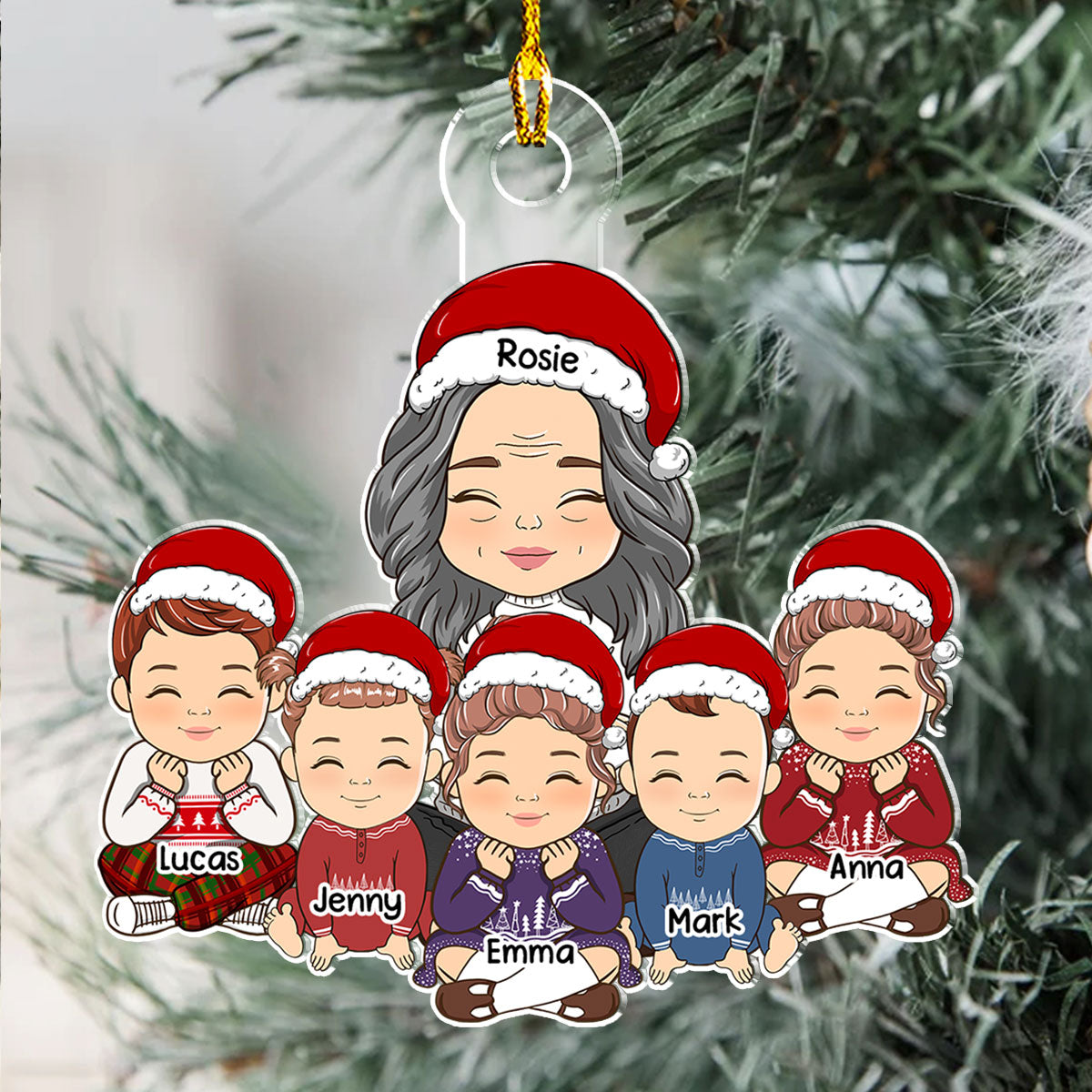 Grandma & Grandkid Christmas Gift For Granddaughter Grandson - Personalized Custom Acrylic Ornament