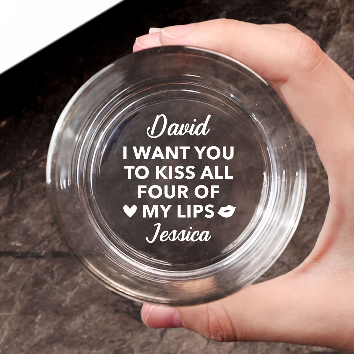 Kiss My Lips Let Play - Personalized Custom Engraved Whiskey Glass