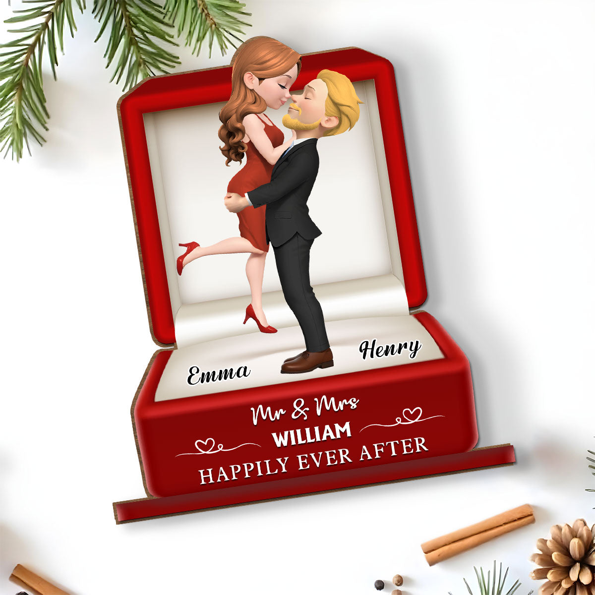 The Year We Married - Personalized Custom 2-Layer Wood Plaque With Flat Base