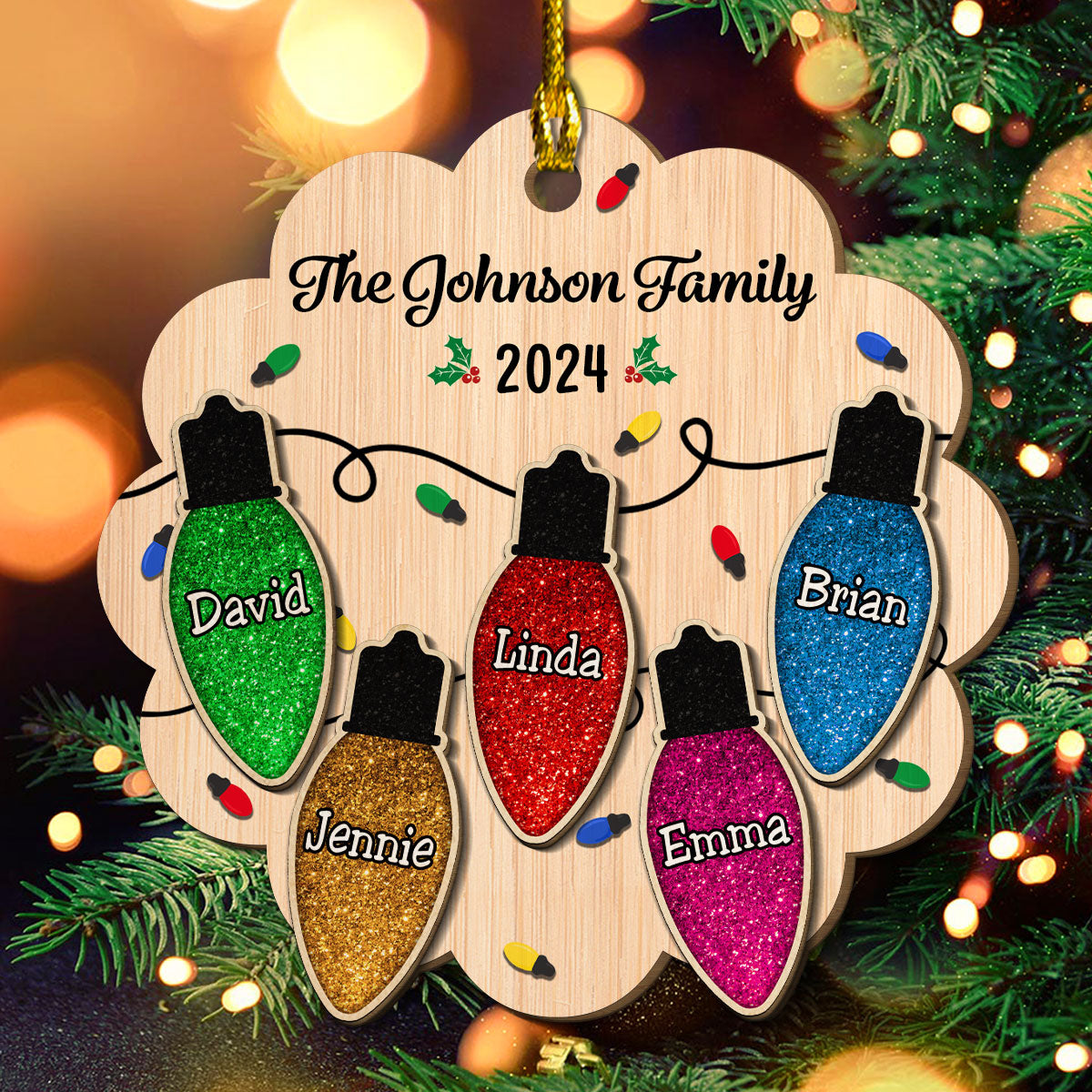 Merry Christmas My Family - Personalized Custom 2-Layered Wood Ornament