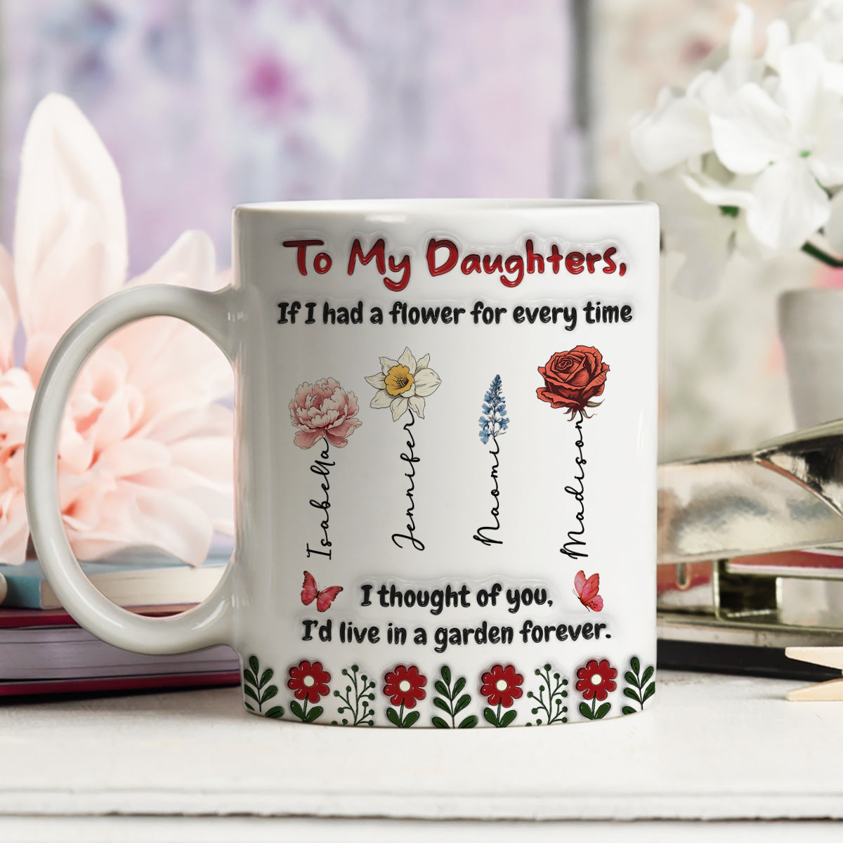 Life Is Sweeter With Daughters - Personalized Custom 3D Inflated Effect Mug