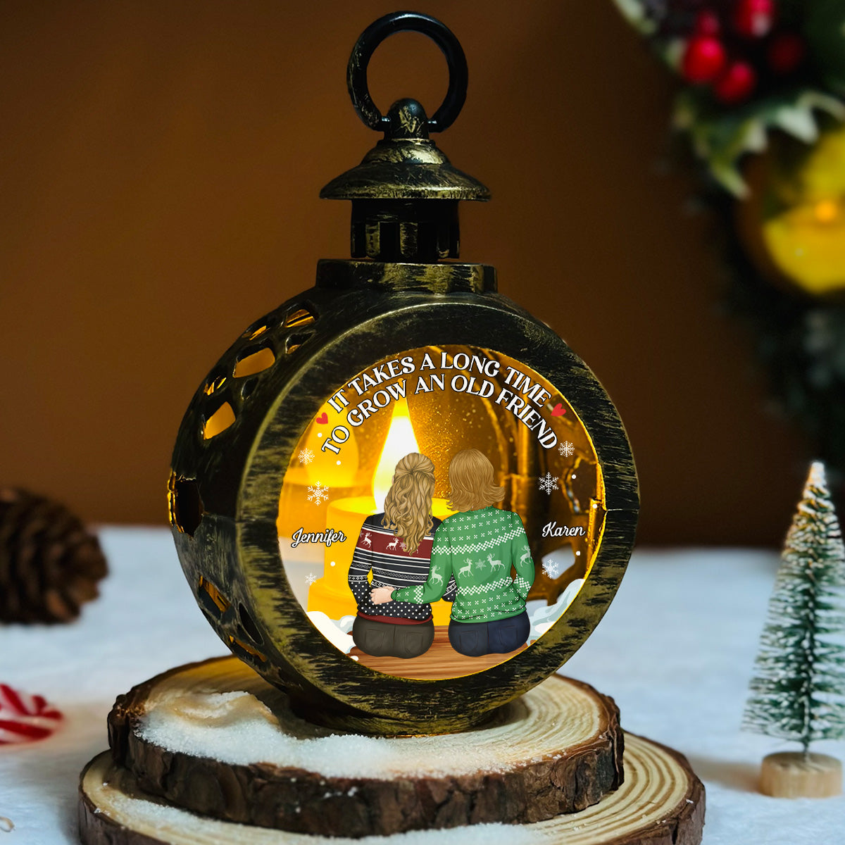 True Friendship Takes Time - Personalized Custom Christmas Lantern