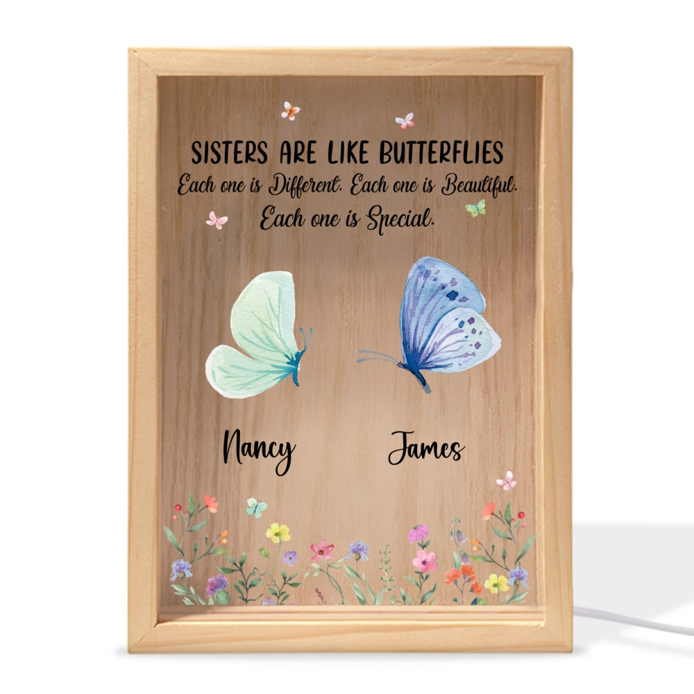 Sisters Shine Like Butterfly - Personalized Custom Frame Light Box
