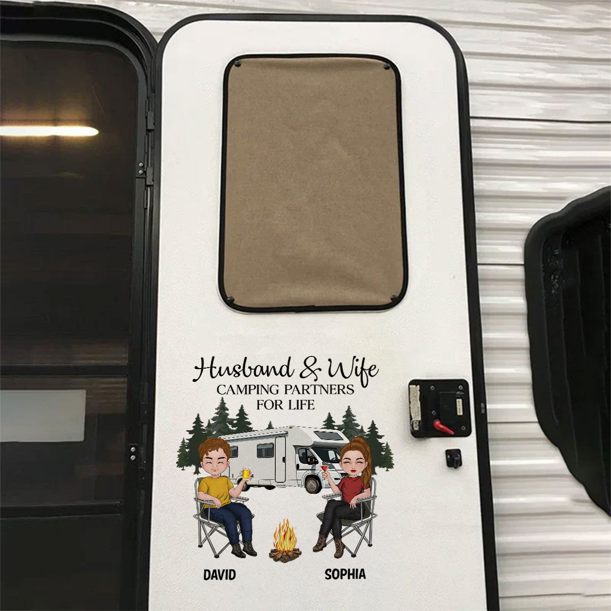 Husband And Wife Camping Partners For Life - Personalized Custom Decal