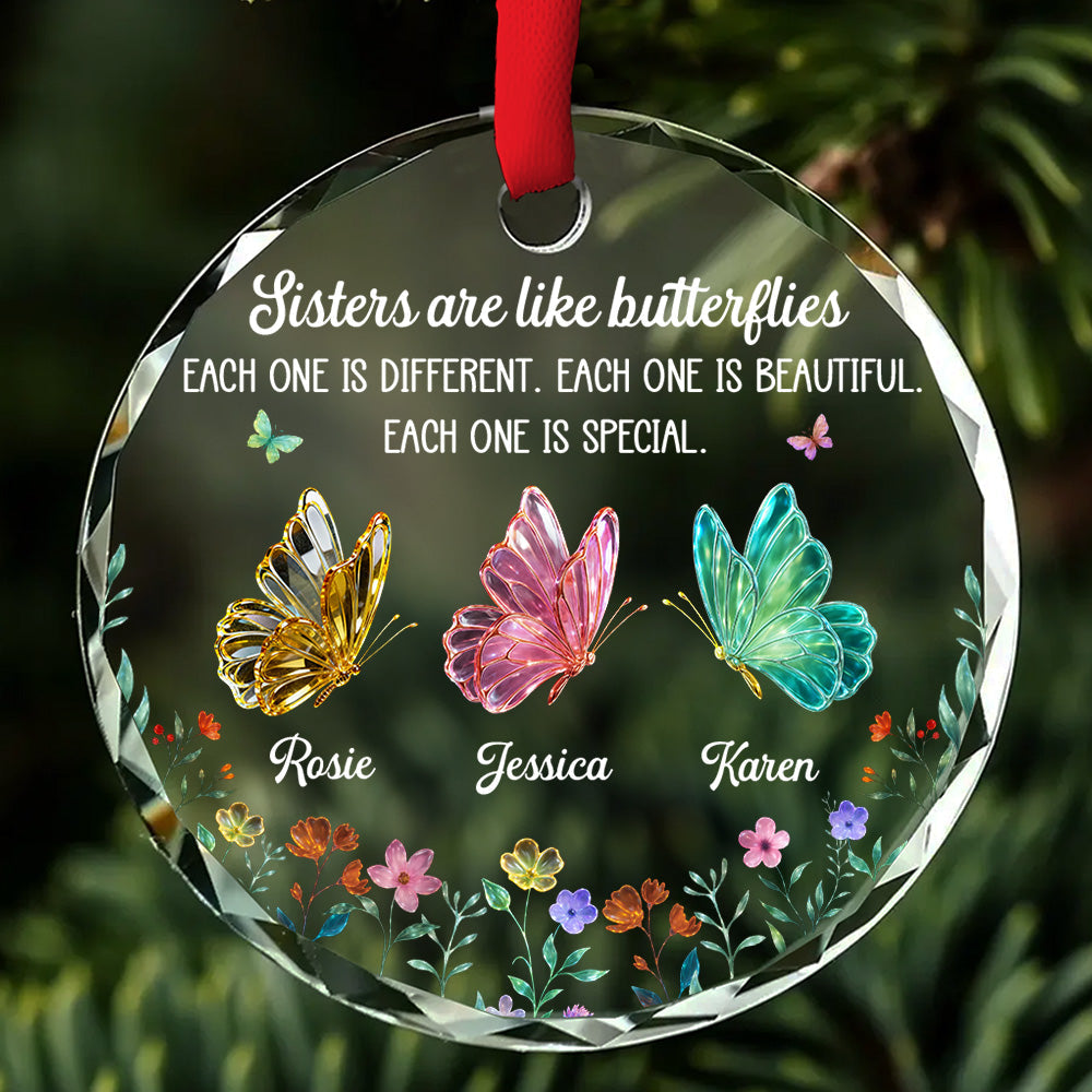 Festive Sister Love - Personalized Custom Glass Ornament