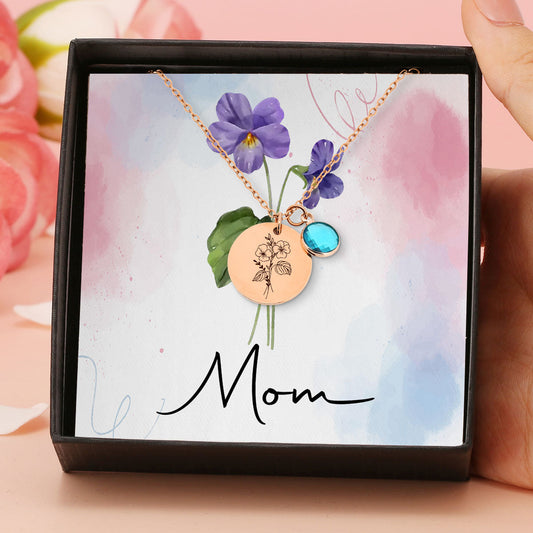 You Are Beautiful Flower - Personalized Custom Birthstone Necklace With Message Card