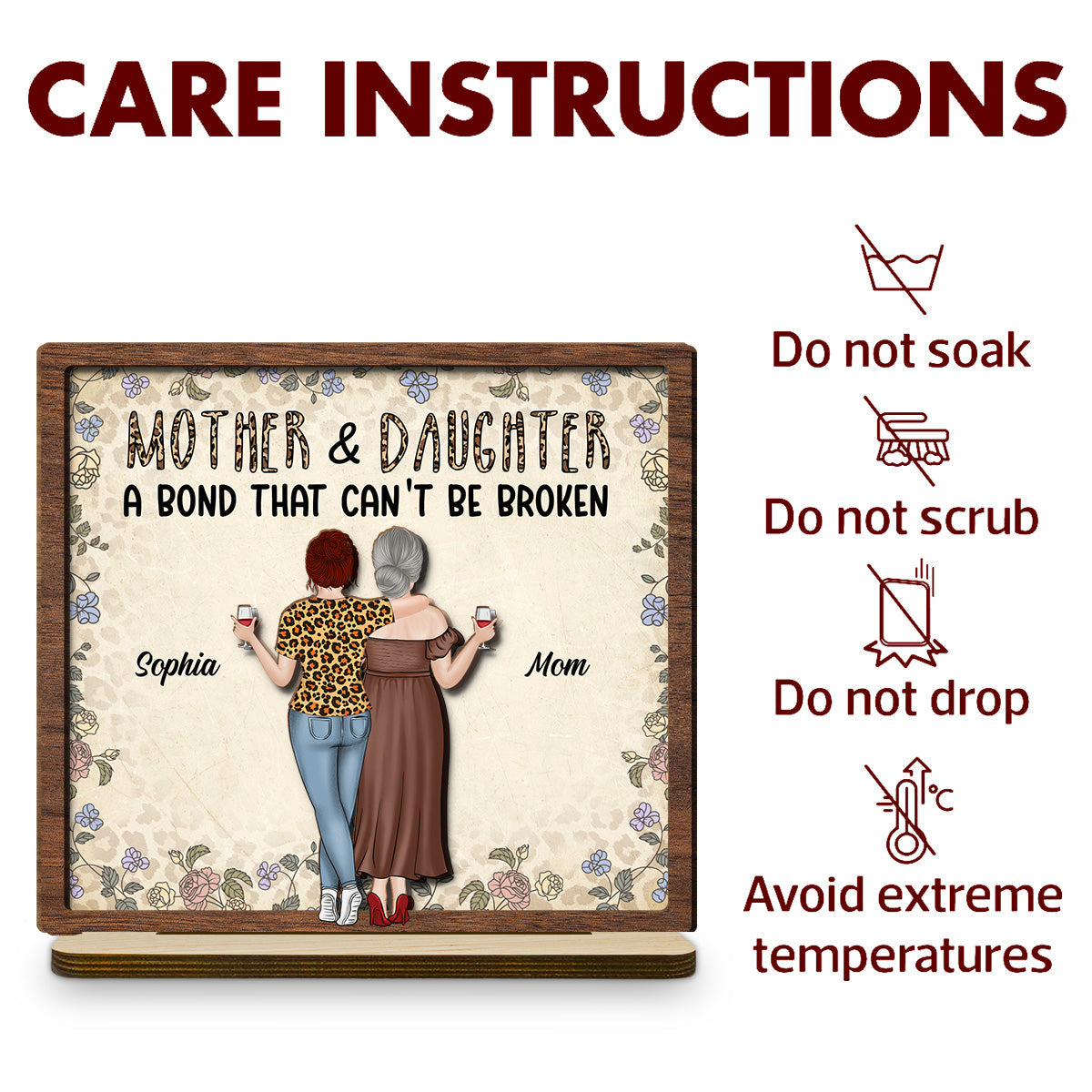 Lovely Daughters - Personalized Custom 2-Layer Wood Plaque With Flat Base