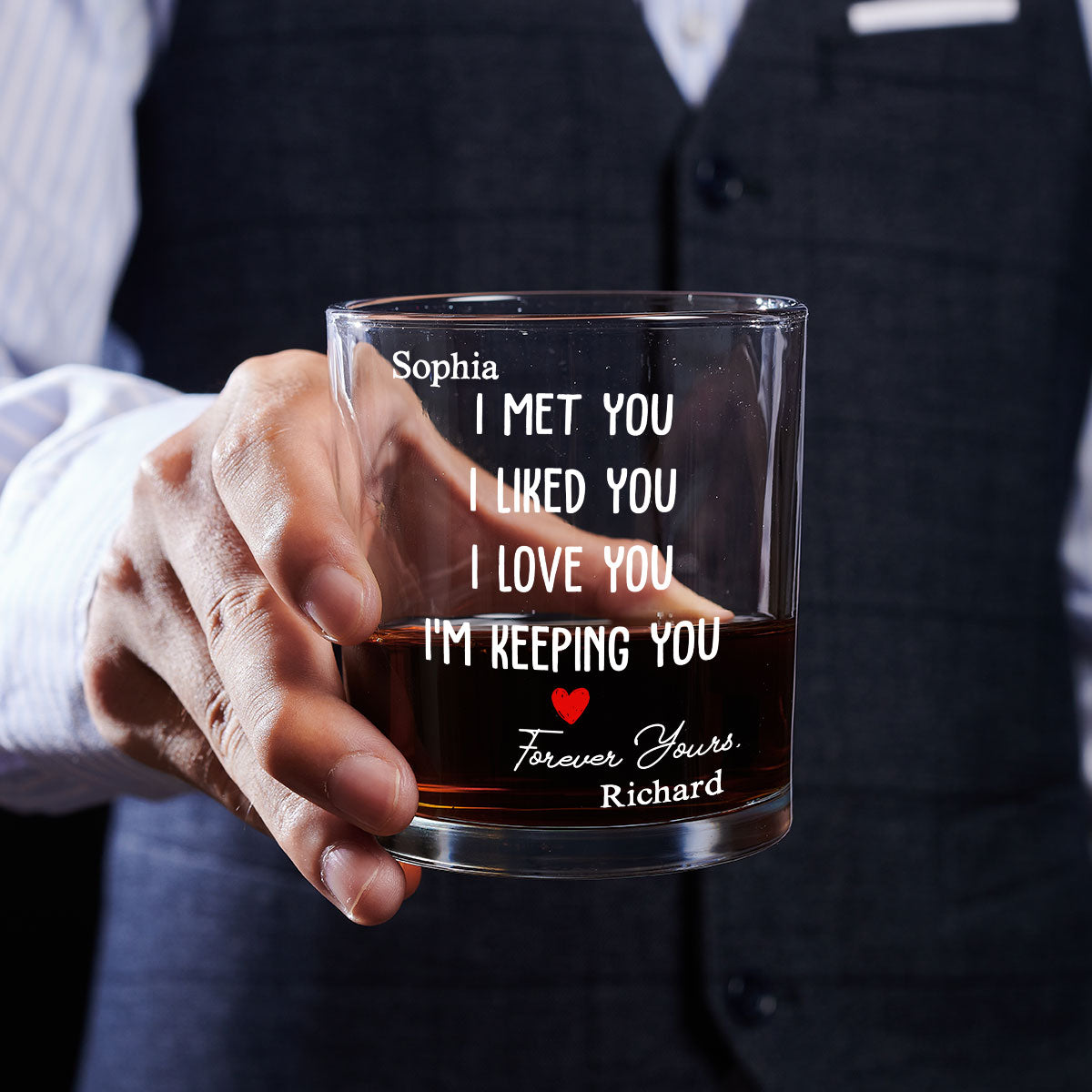 I Met You I Liked You - Personalized Custom Whiskey Glass
