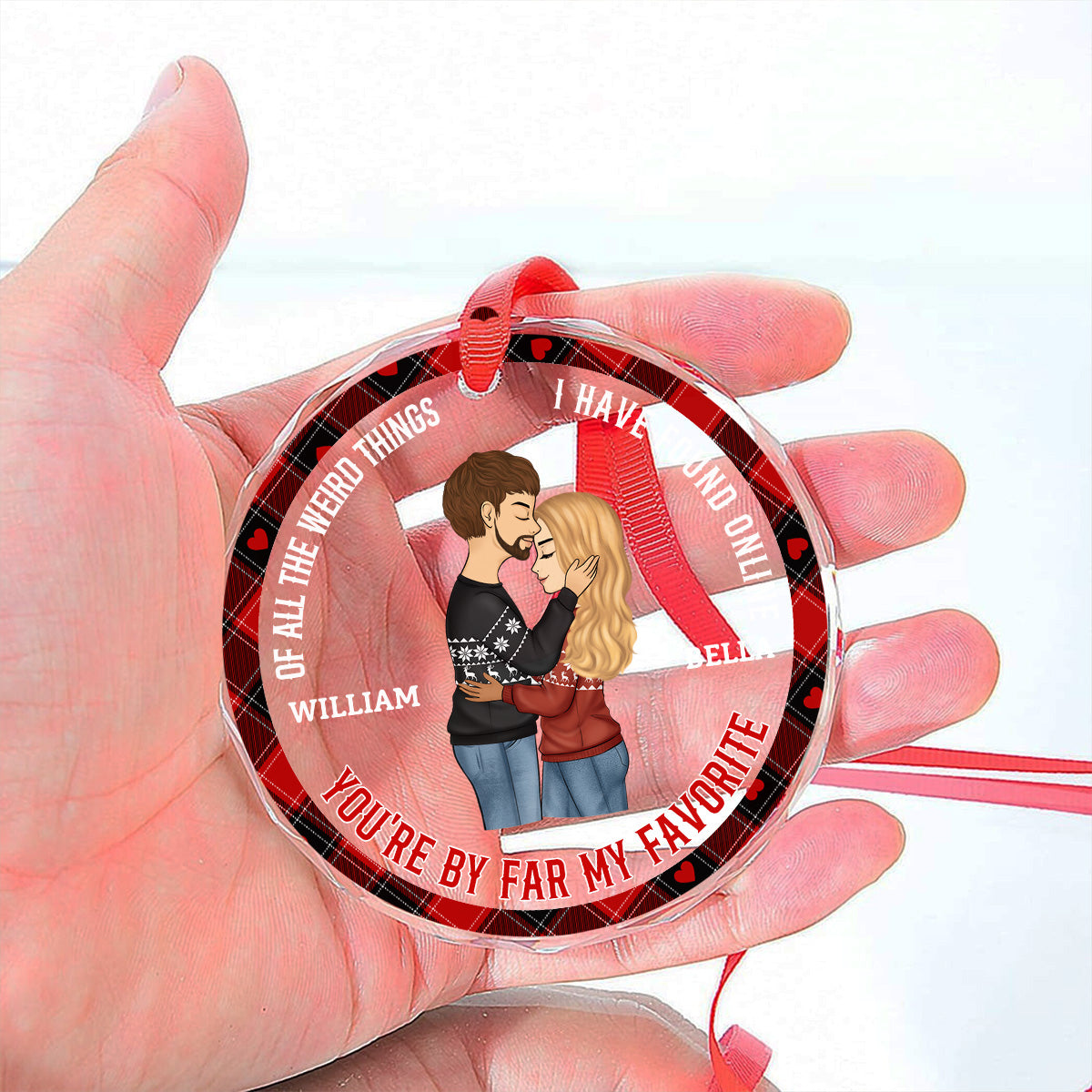 Couple You Are My Favorite By Far - Personalized Custom Glass Ornament