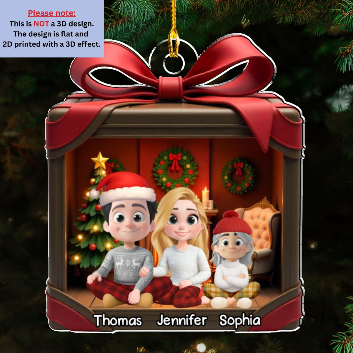 Wrapped With Love - Personalized Custom 3D Effect Acrylic Ornament