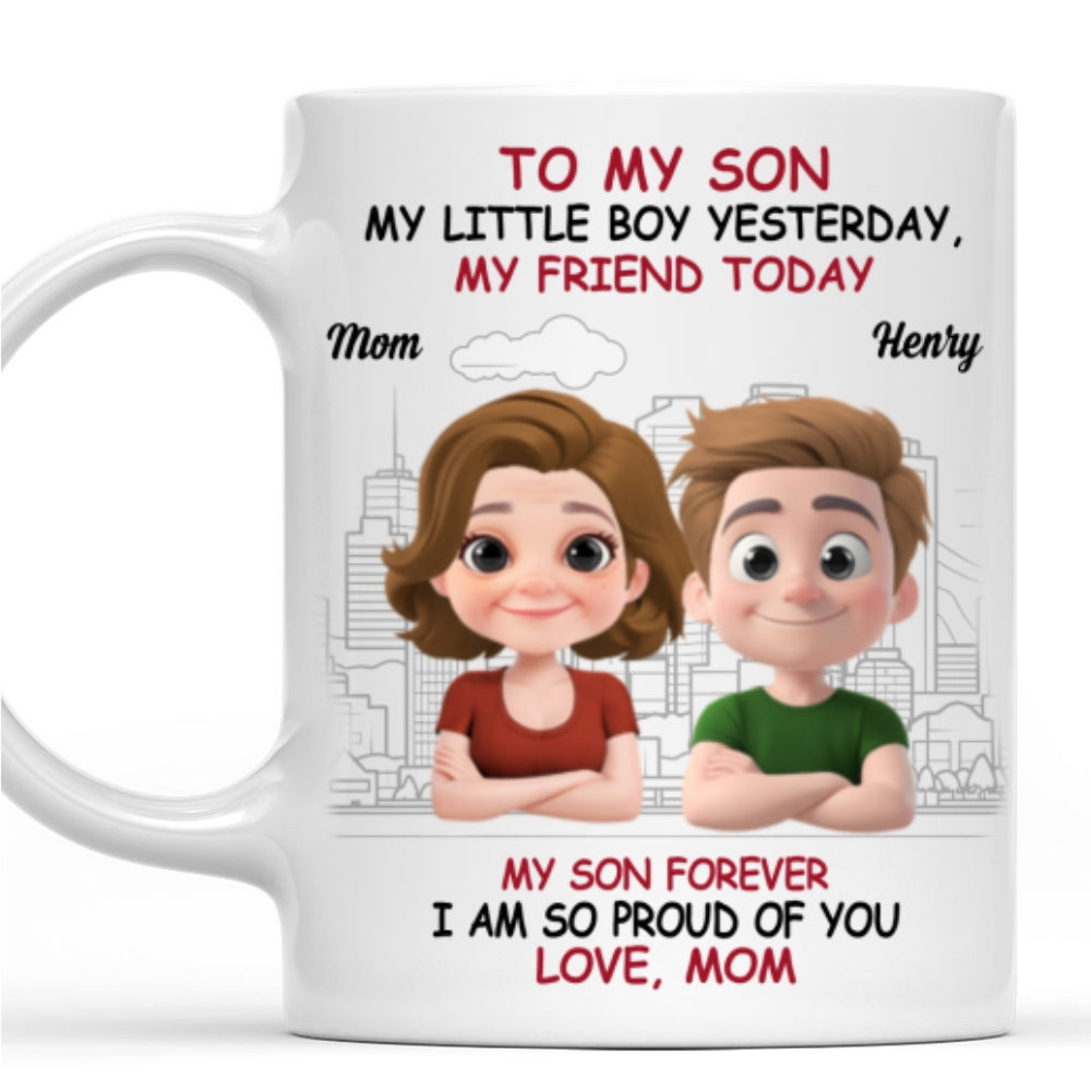 Love You More Each Day Son - Personalized Custom Coffee Mug
