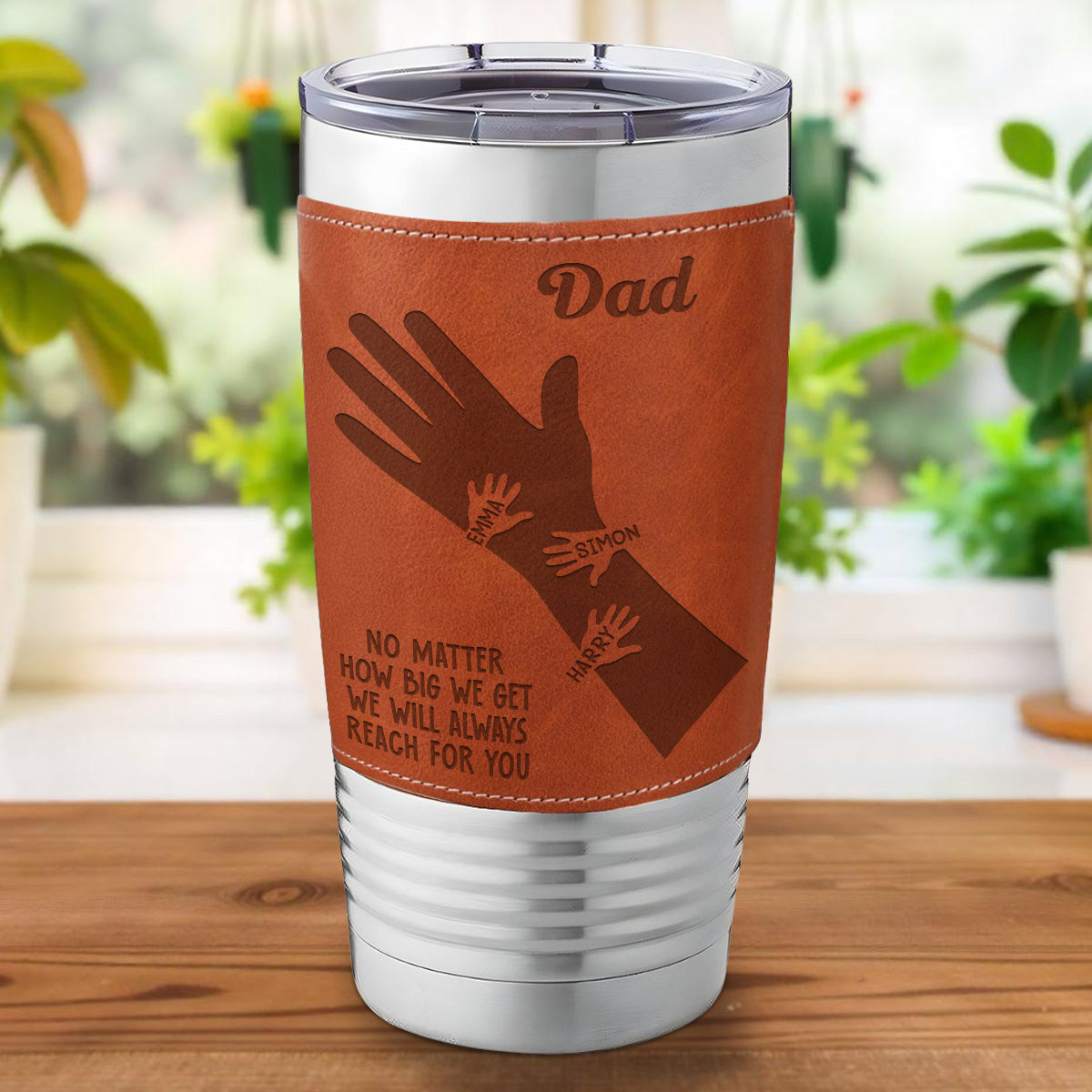We Hold Our Hands Together And Forever - Personalized Custom Engraved Leather Tumbler