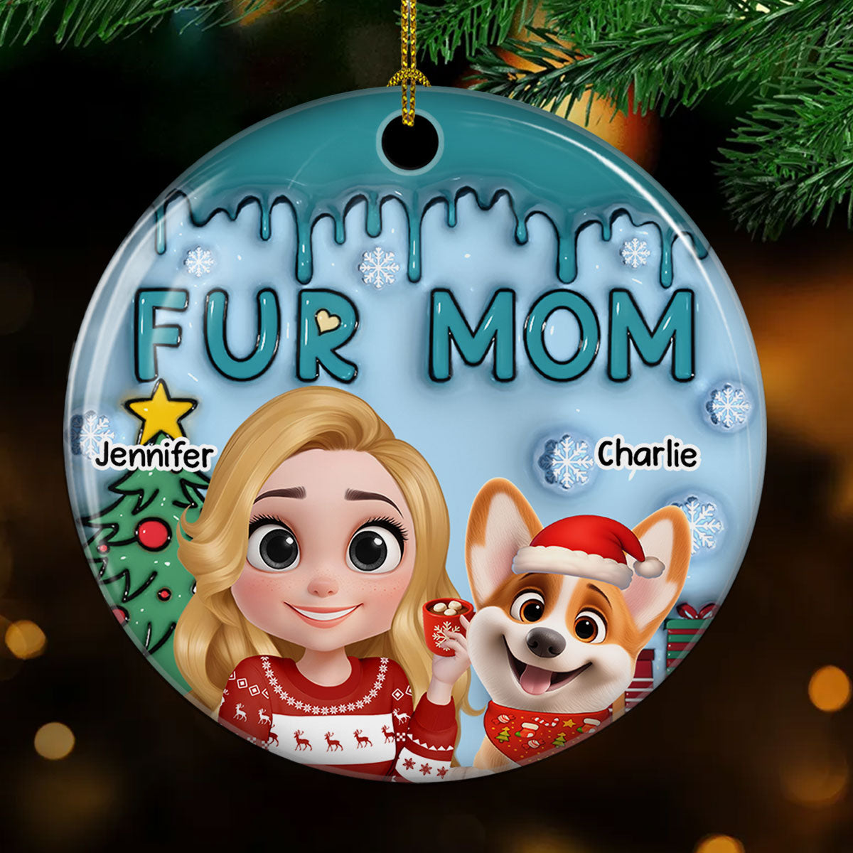 Me And Lovely Pet  - Personalized Custom 3D Inflated Effect Ceramic Ornament