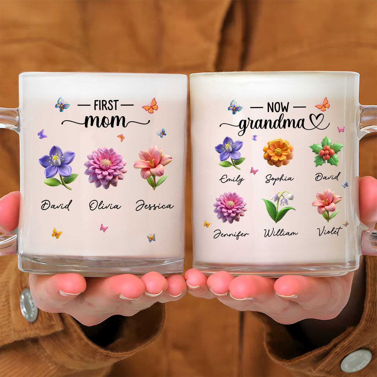 Grandma Birthmonth Flower - Personalized Custom Glass Mug