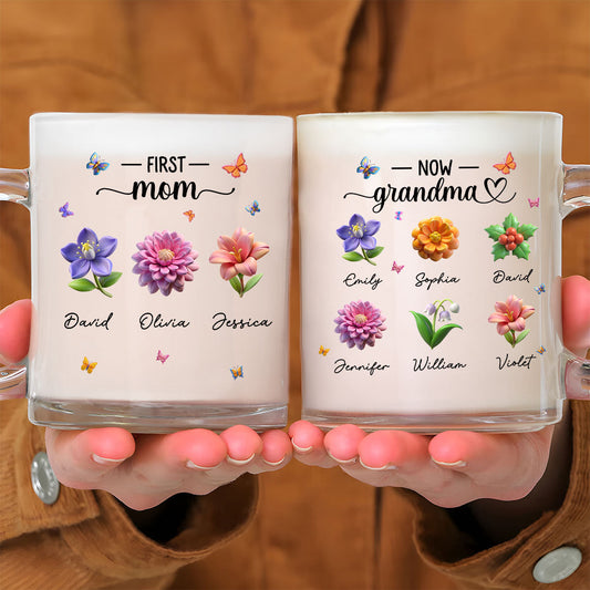 Grandma Birthmonth Flower - Personalized Custom Glass Mug