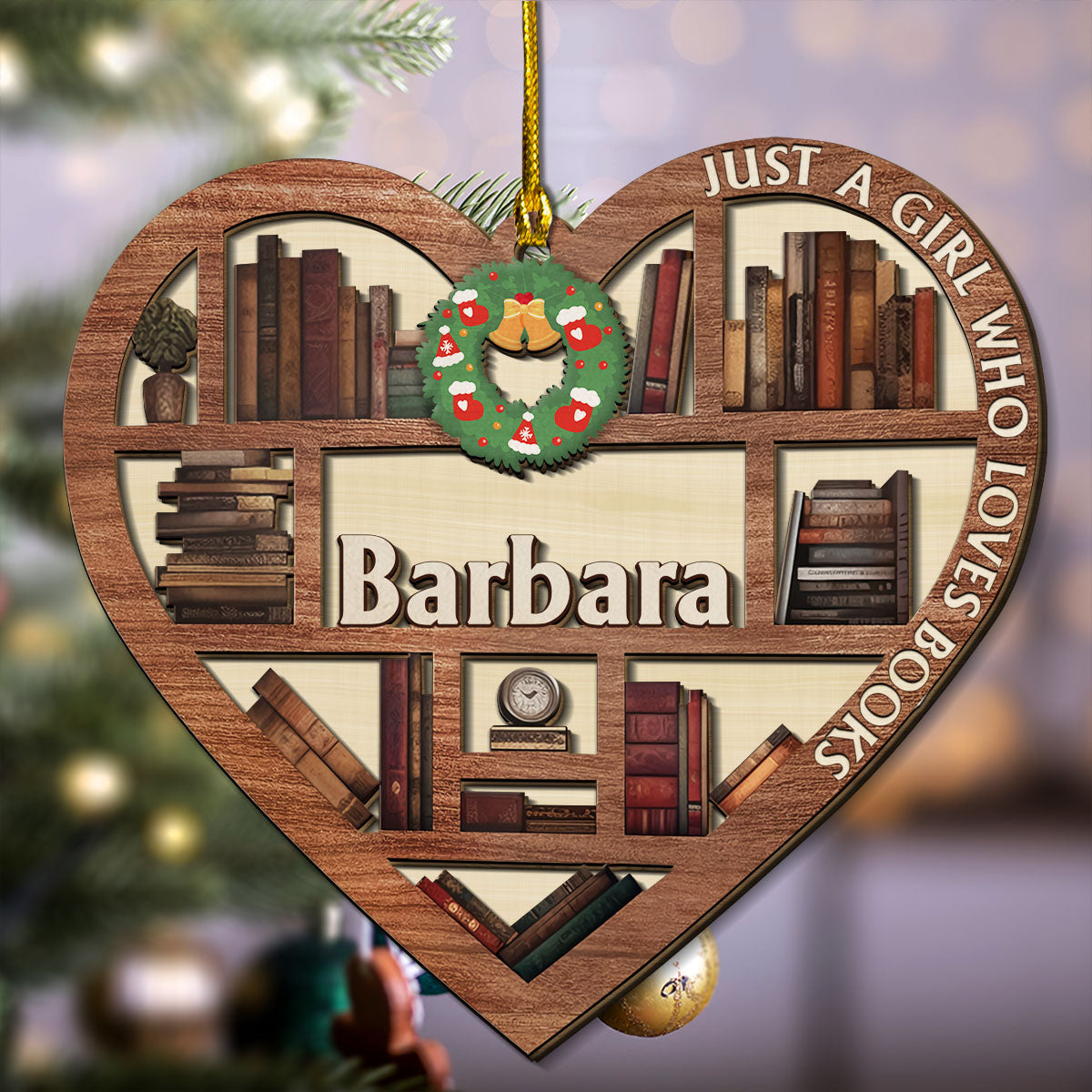 Just A Girl Who Loves Books - Personalized Custom 2-layered Wood Ornament