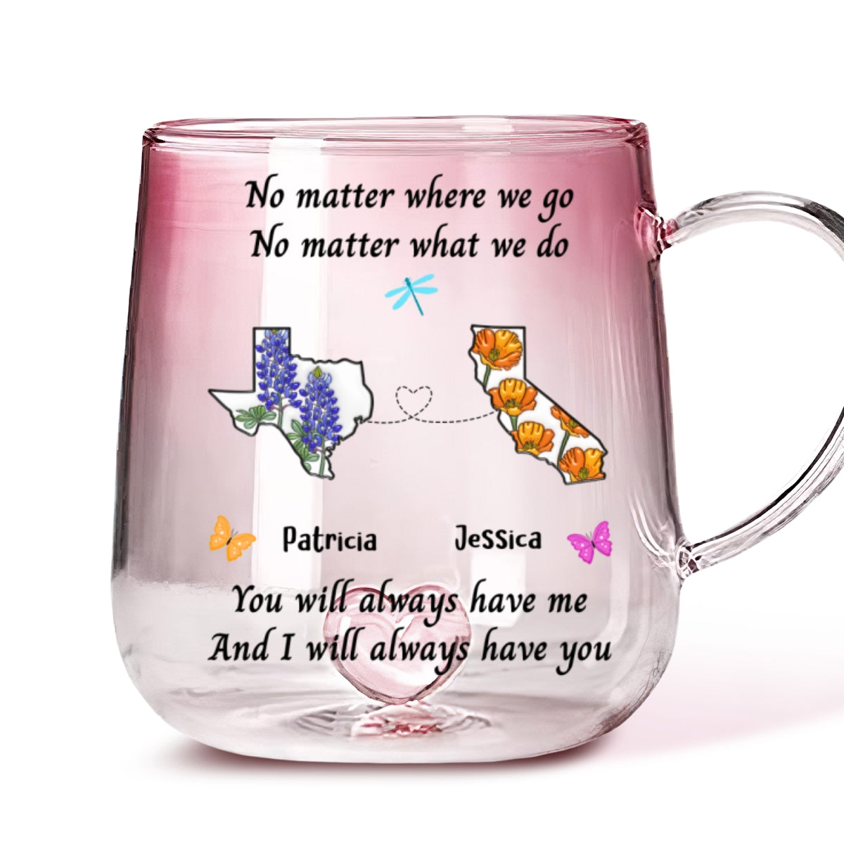 Bestie Always Have You - Personalized Custom Pink Gradient Glass Mug
