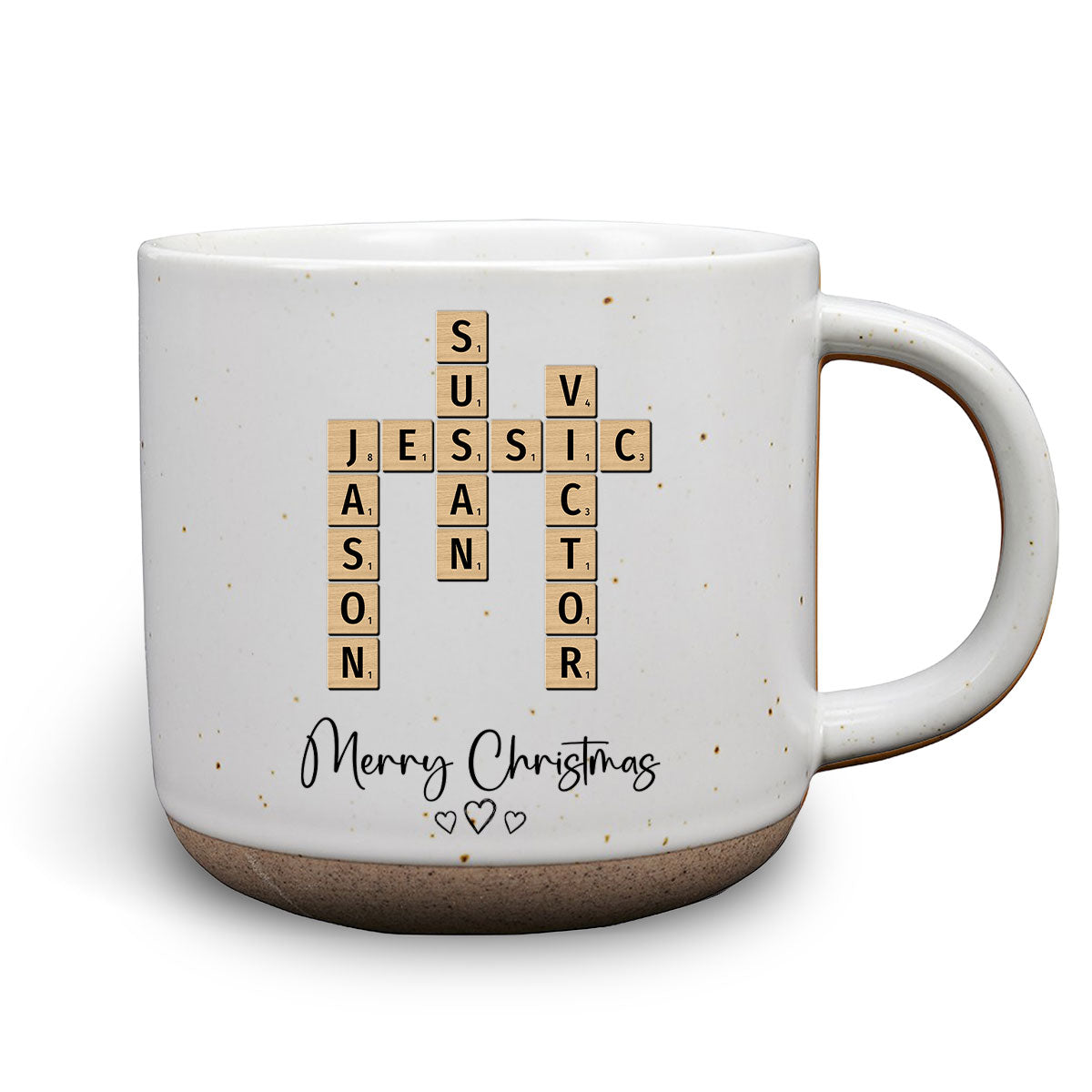 Crossword Art Merry Christmas - Personalized Custom Pottery Mug