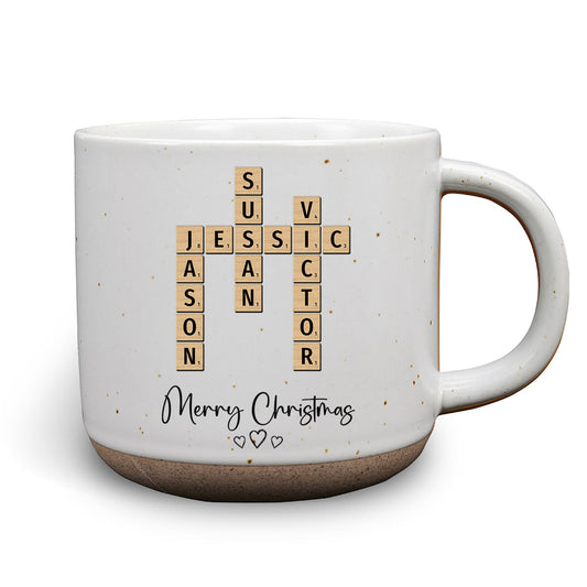 Crossword Art Merry Christmas - Personalized Custom Pottery Mug