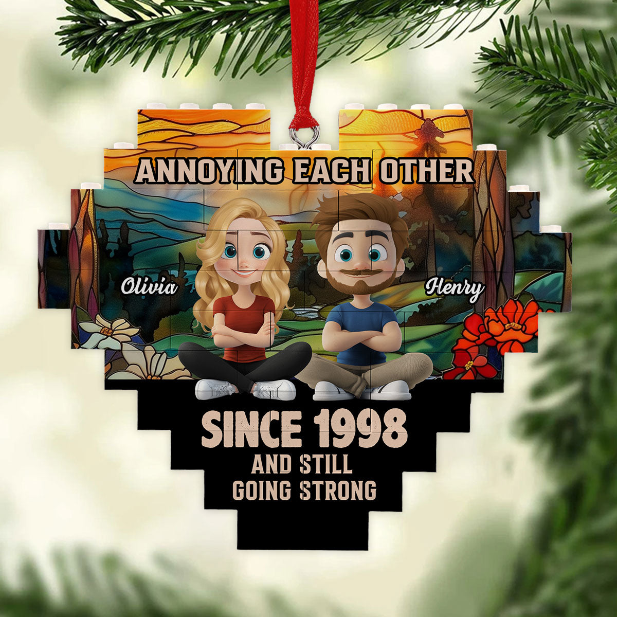 Love You Forever - Personalized Custom Heart Puzzle Ornament