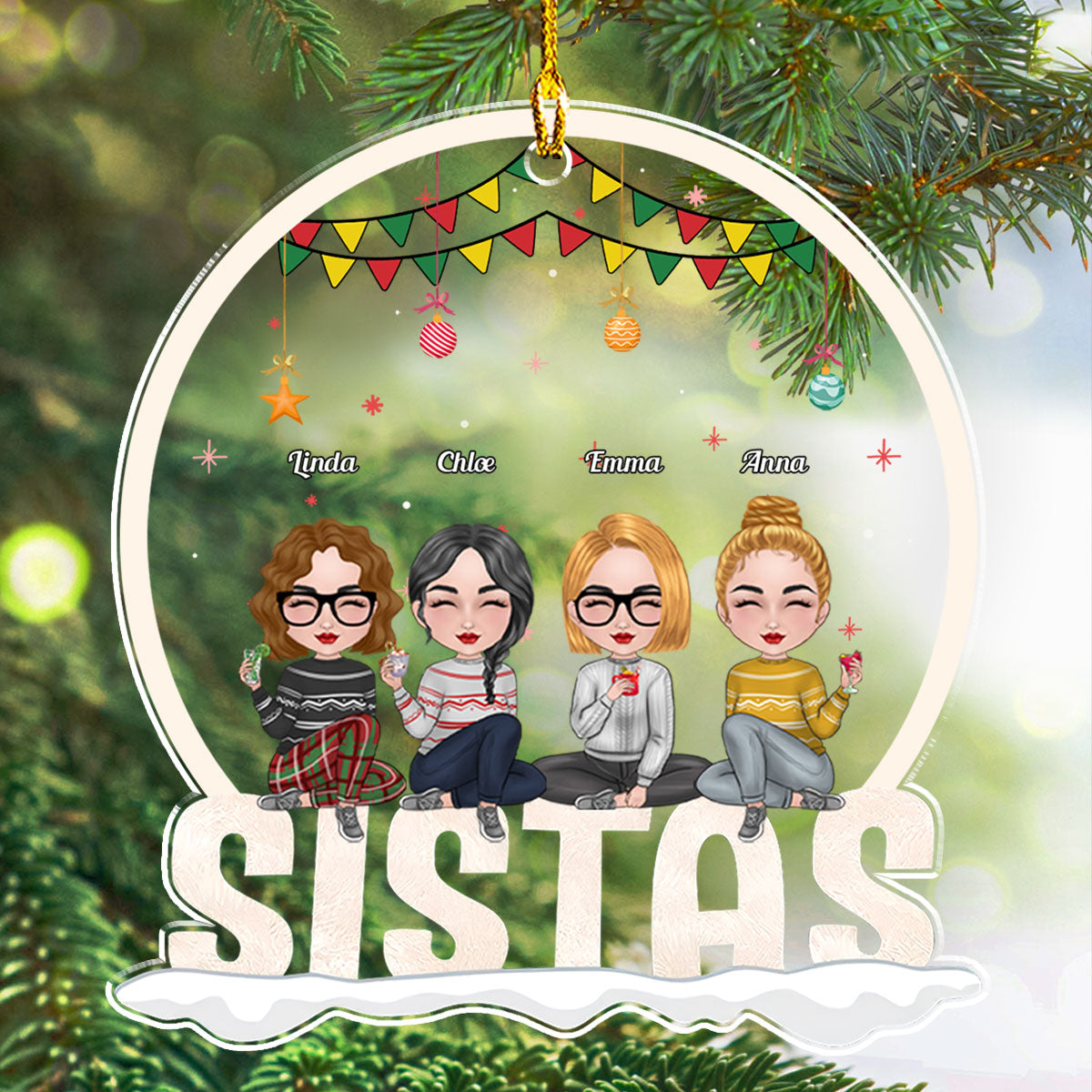 Sistas Forever - Personalized Custom Acrylic Ornament