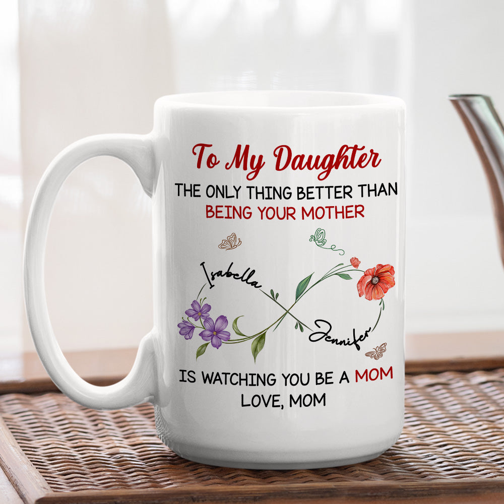 Watching You Be A Mom My Daughter - Personalized Custom Coffee Mug