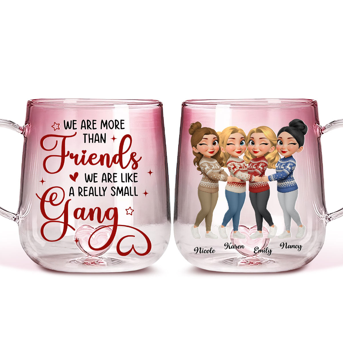 Partners In Laughter And Crime - Personalized Custom Pink Gradient Glass Mug