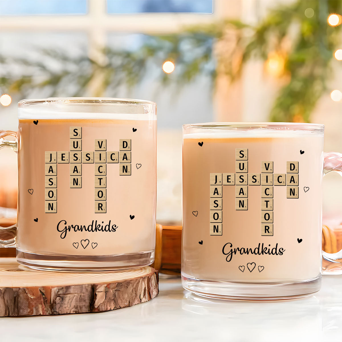 Grandkids Sisters Besties Coworkers Crossword Puzzle - Personalized Custom Glass Mug