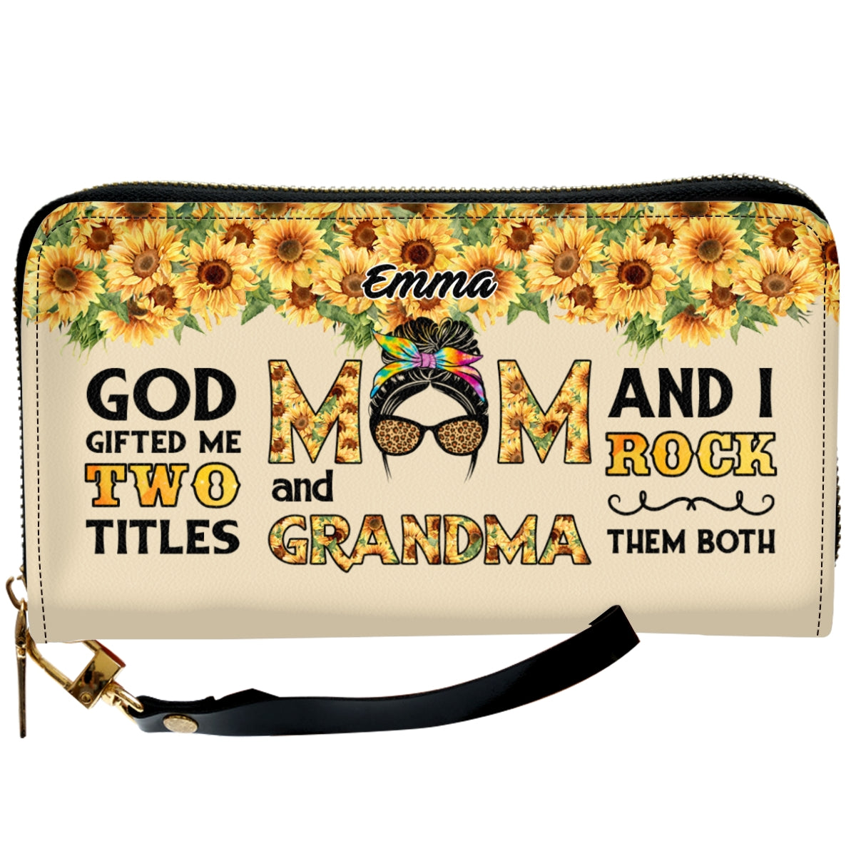 God Gifted Me Two Titles Mom & Grandma - Personalized Custom Leather Wallet