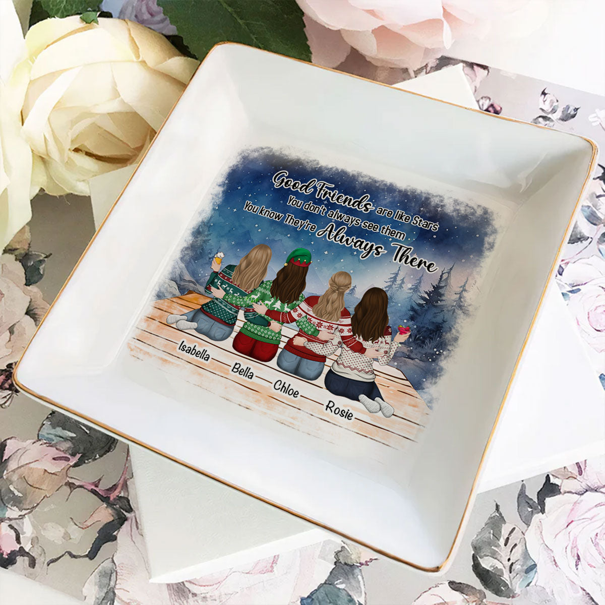 Good Friends Are Like Stars - Personalized Custom Jewelry Dish