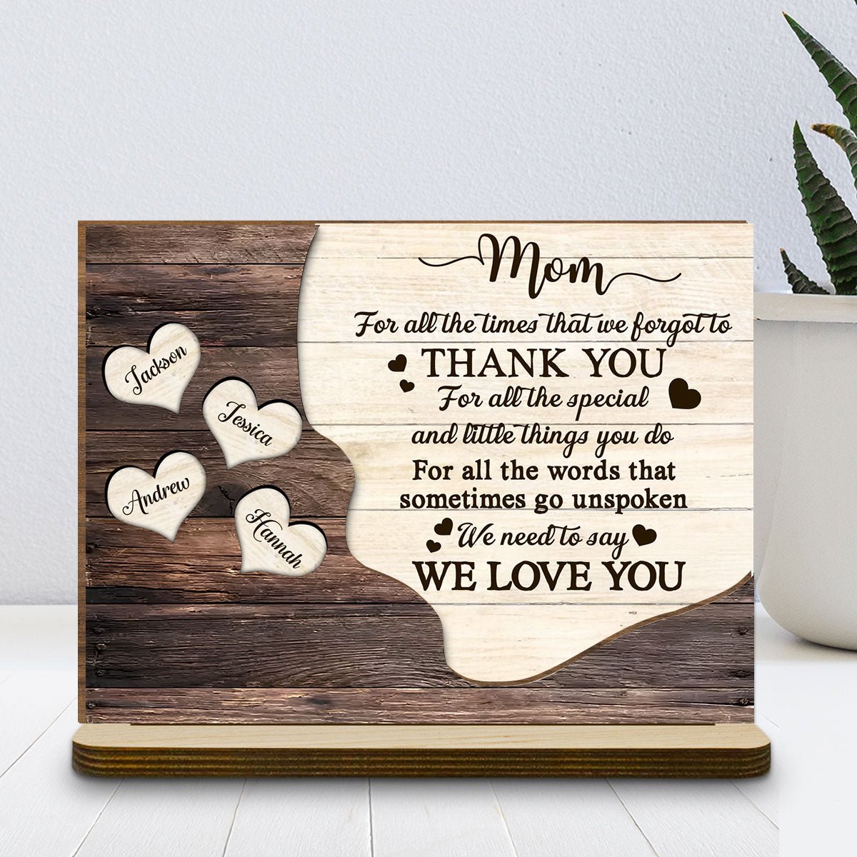 Thank You Mommy - Personalized Custom 2-Layer Wood Plaque With Flat Base