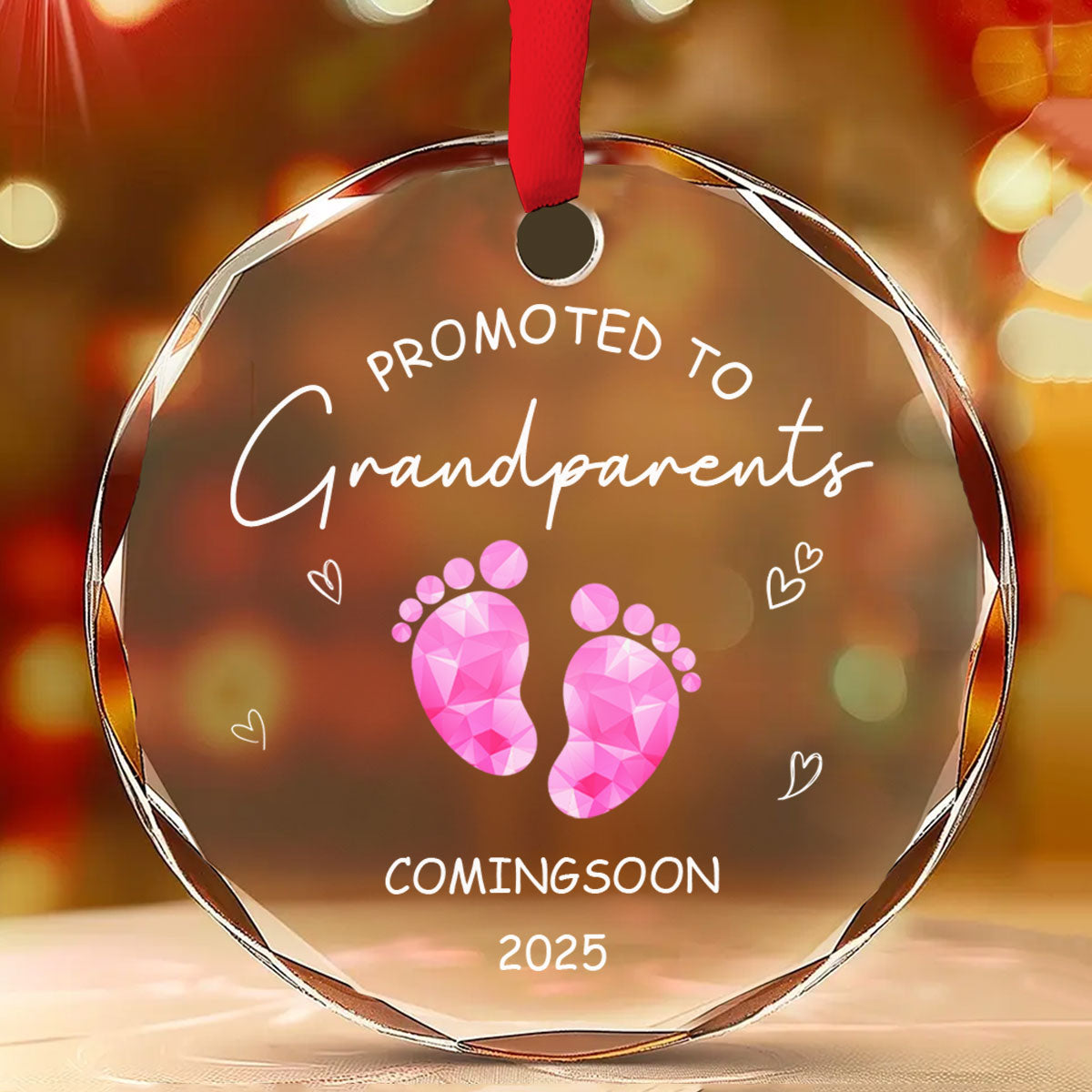 Promoted To Grandparents - Personalized Custom Glass Ornament