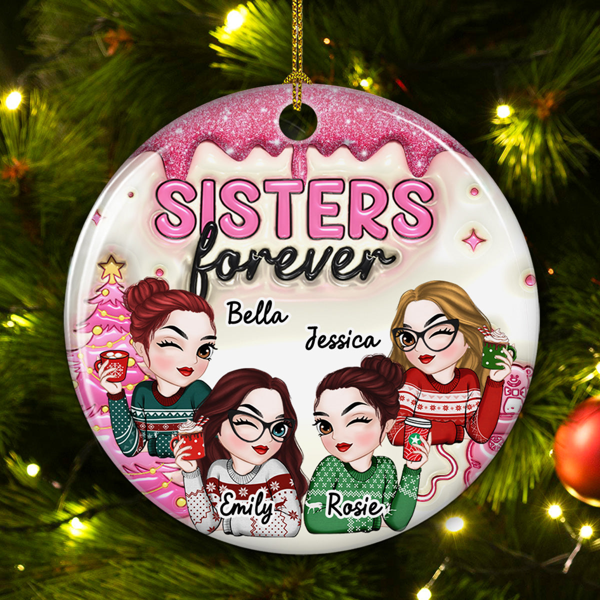 Always Besties - Personalized Custom 3D Inflated Effect Ceramic Ornament