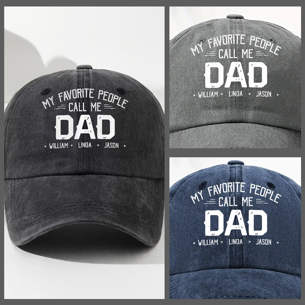 My Favorite People Call Me Love - Personalized Custom Vintage Washed Denim Cap