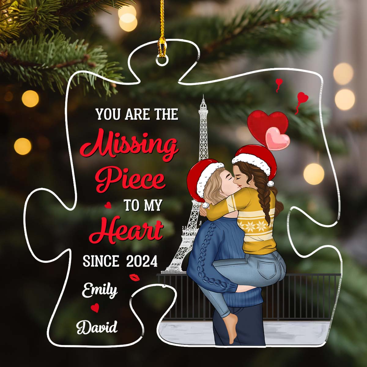 You Are The Missing Piece To My Heart - Personalized Custom Acrylic Ornament