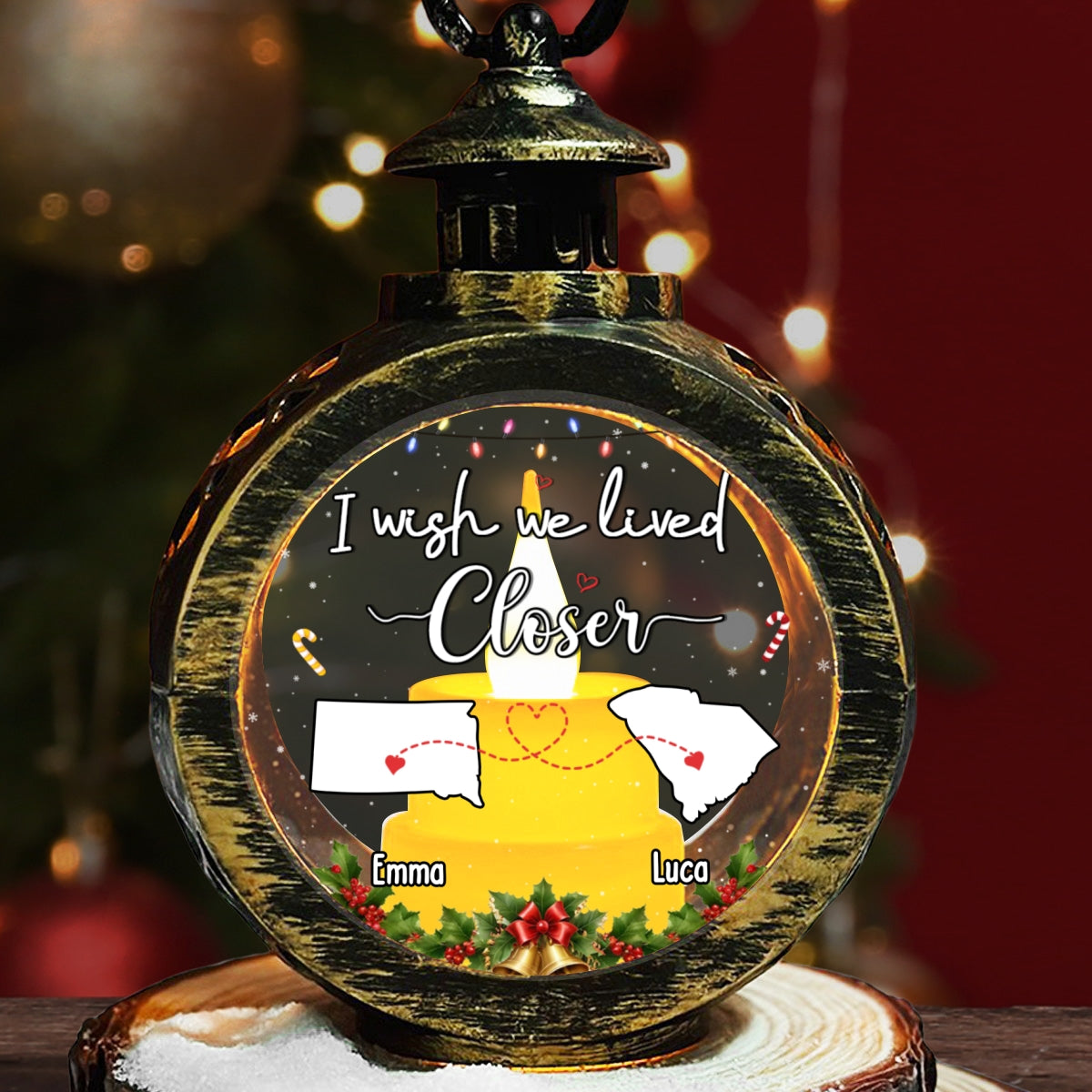 I Wish We Lived Closer - Personalized Custom Christmas Lantern