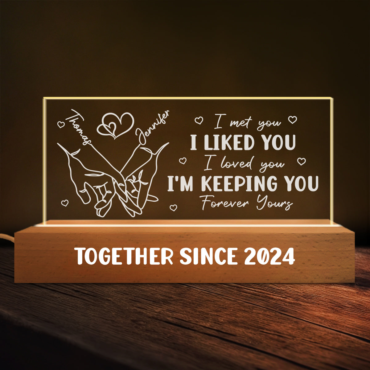 Forever Yours - Personalized Custom Acrylic 3D LED Night Light