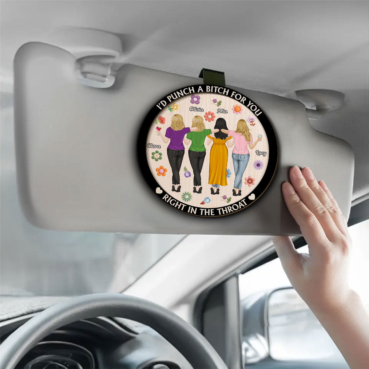 Right In The Throat Besties - Personalized Custom Car Visor Clip