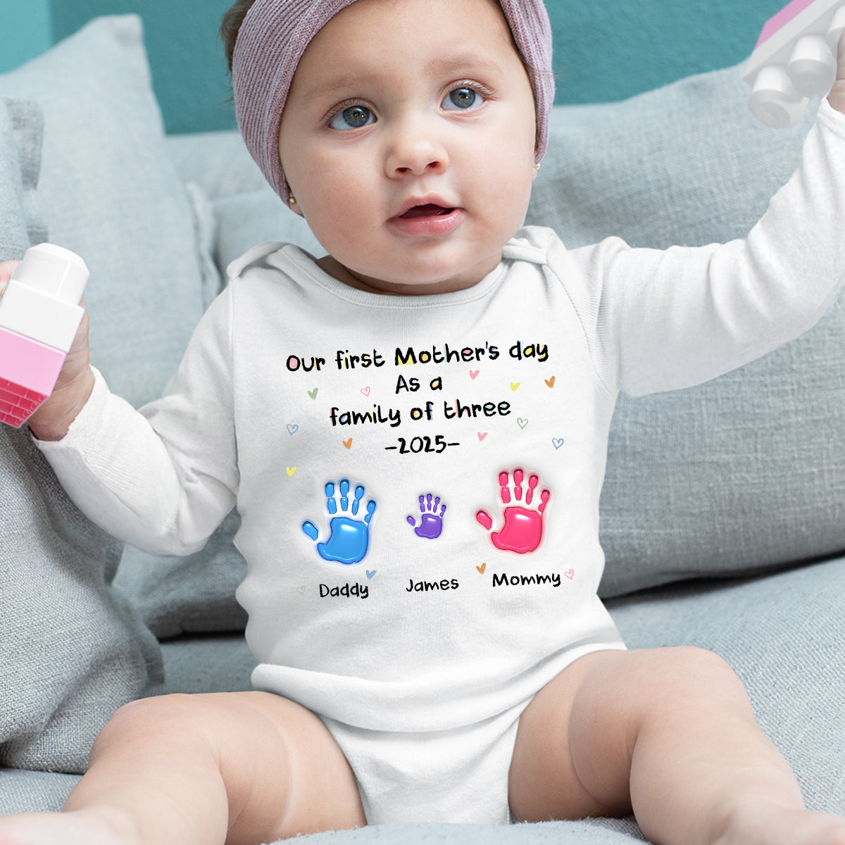 First Mother Day - Personalized Custom Long Sleeve Baby Onesie